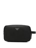 Emporio Armani Logo-Plaque Textured Clutch — Black