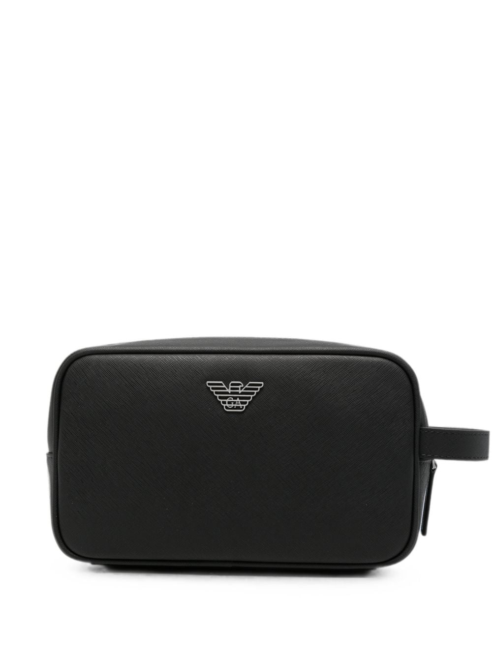 Emporio Armani Logo-Plaque Textured Clutch — Black