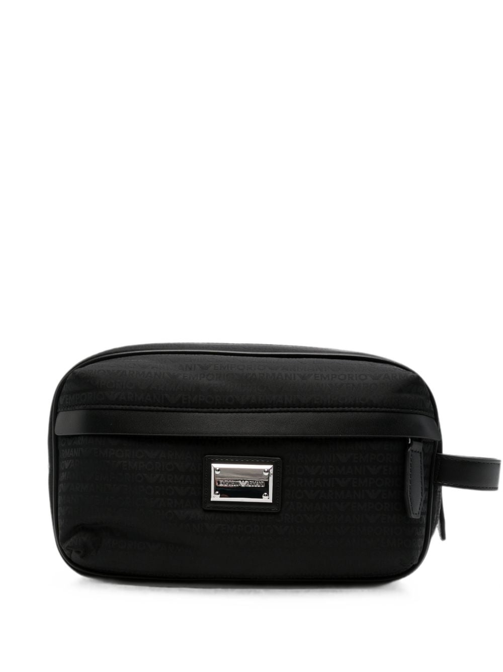Emporio Armani Logo-Pattern Clutch — Black