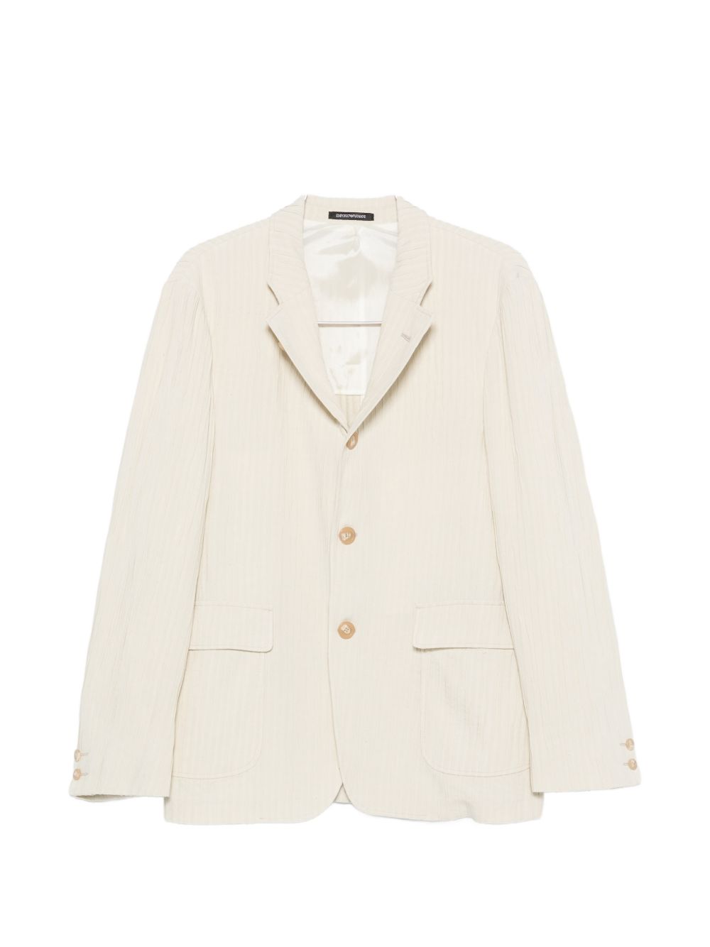 EMPORIO ARMANI EXCLUSIVE Crinkled Finish Notched Lapel Blazer — Beige
