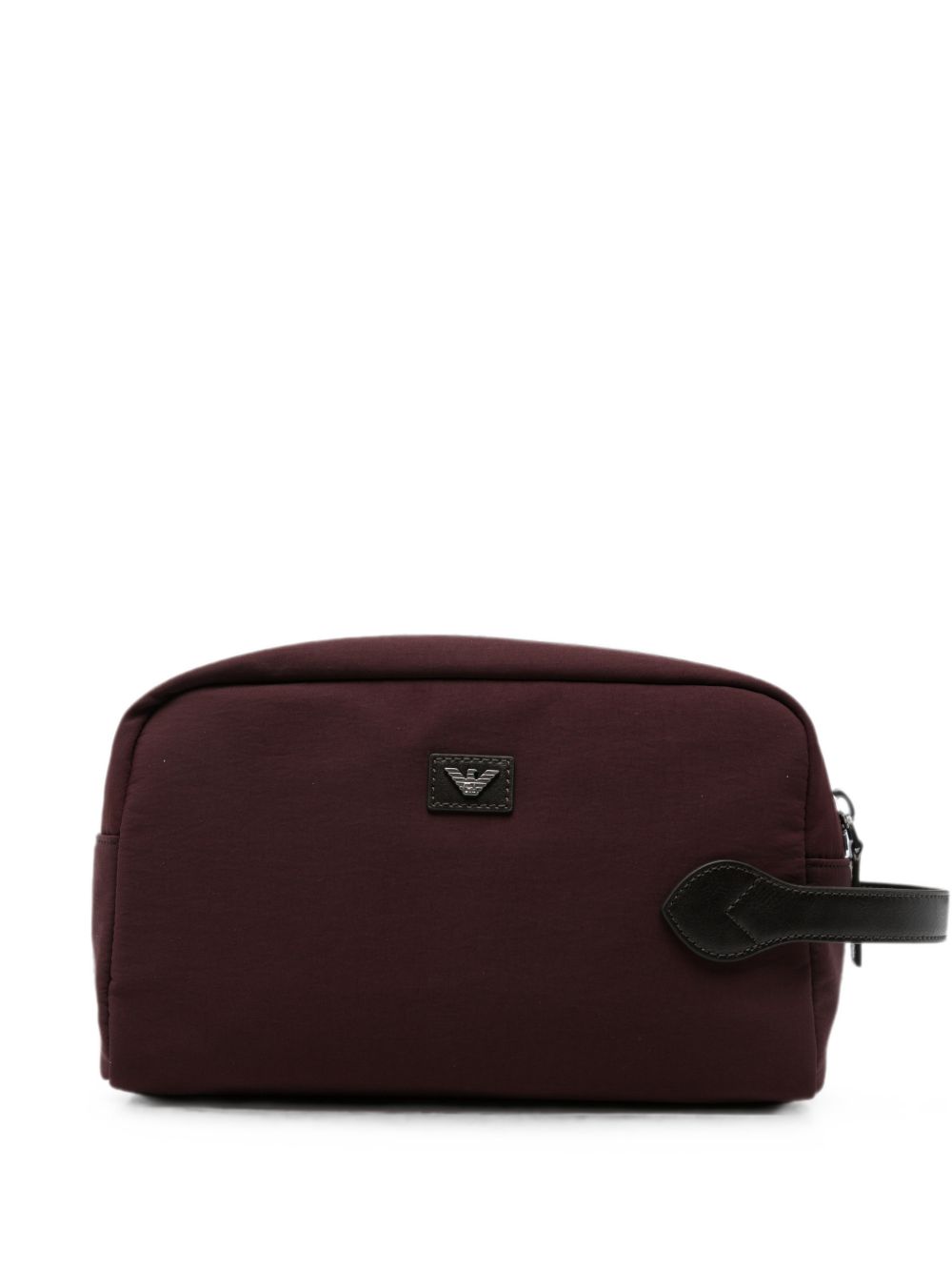 Emporio Armani Logo-Plaque Nylon Clutch — Burgundy