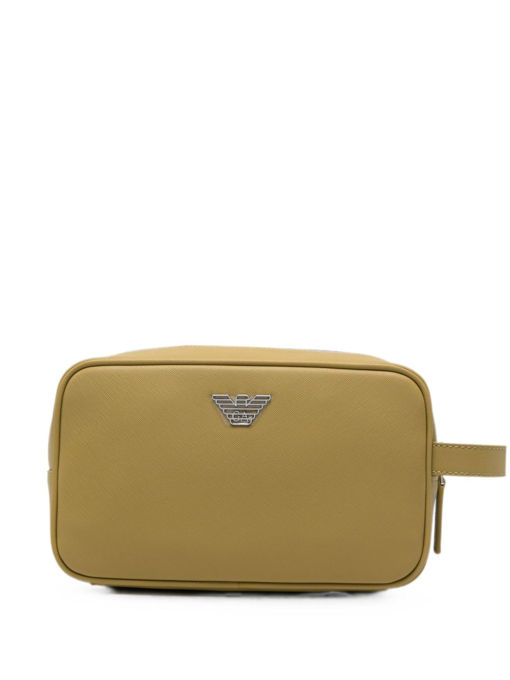 Emporio Armani Logo Textured Clutch — Olive