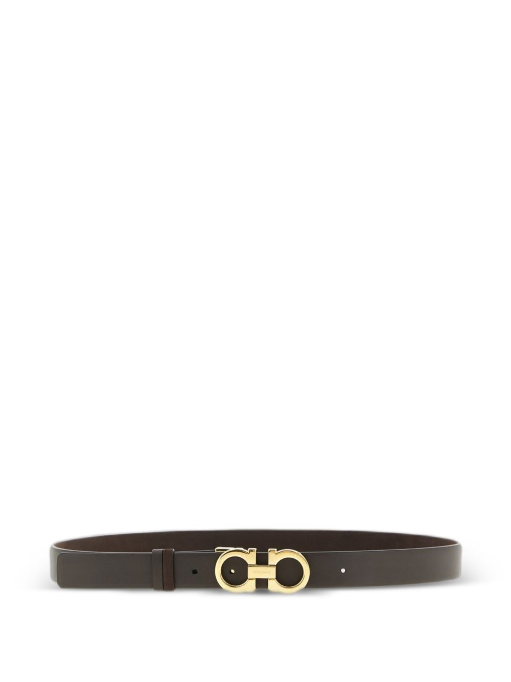 Ferragamo Gancini Buckle Leather Belt — Brown