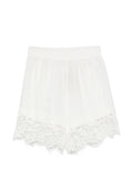 Ermanno Scervino Linen with Floral Lace Trim Shorts — White