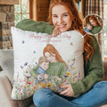 Acuarela Personalizada Estilo Pintado a Mano Foto Funda de Almohada con Nombre Decoración del Hogar Regalo del Día de la Madre para Mujer