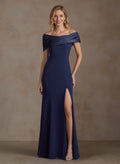 Off-The-Shoulder A-Line High Split Satin/Elastic Satin Mother Of The Bride Dresses