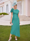 Flower(s) Pleated A-Line Asymmetrical Length Stretch Chiffon Mother Of The Bride Dresses
