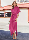 Sheath/Column Scoop Neck Short Sleeves Stretch Chiffon Mother Of The Bride Dresses
