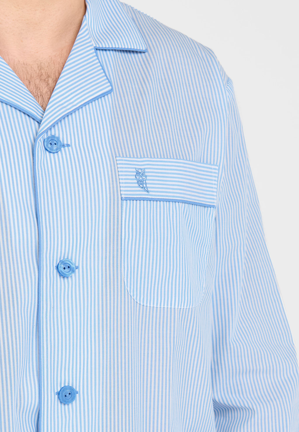 Pijama Hombre Largo Solapa Popelín Rayas - Azul 1912_30