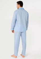 Pijama Hombre Largo Solapa Popelín Rayas - Azul 1912_30