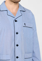 Pijama Hombre Largo Solapa Popelín Rayas - Azul 1912_39