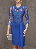 Lace Elegant Knee-Length Cocktail Dresses With Wrap