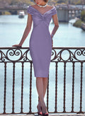 Sheath/Column V-Neck Sleeveless Floor-Length Crepe Satin Cocktail Dresses