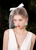 Bow Lattice Covered Bridal Birdcage Veil