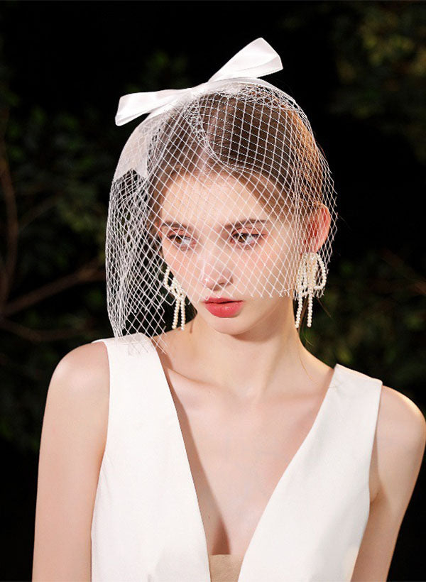 Bow Lattice Covered Bridal Birdcage Veil