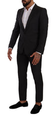 Men's Black Martini Single Breasted 2 Piece Suit Virgin Wool
