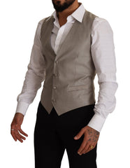 Men's Beige Wool Single Breasted Waistcoat Vest Virgin Clothing