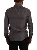 Gray Fantasy Pattern Pajama Top Mens Shirt Silk