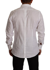 Men's White Gold Cotton Slim Fit Dress Formal Shirt