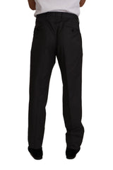 Men's Gray Wool Formal Tuxedo Trouser Dress Pants Virgin Elastane