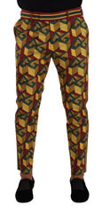 Men's Logo-Print Cotton Trousers Multicolor Elastane