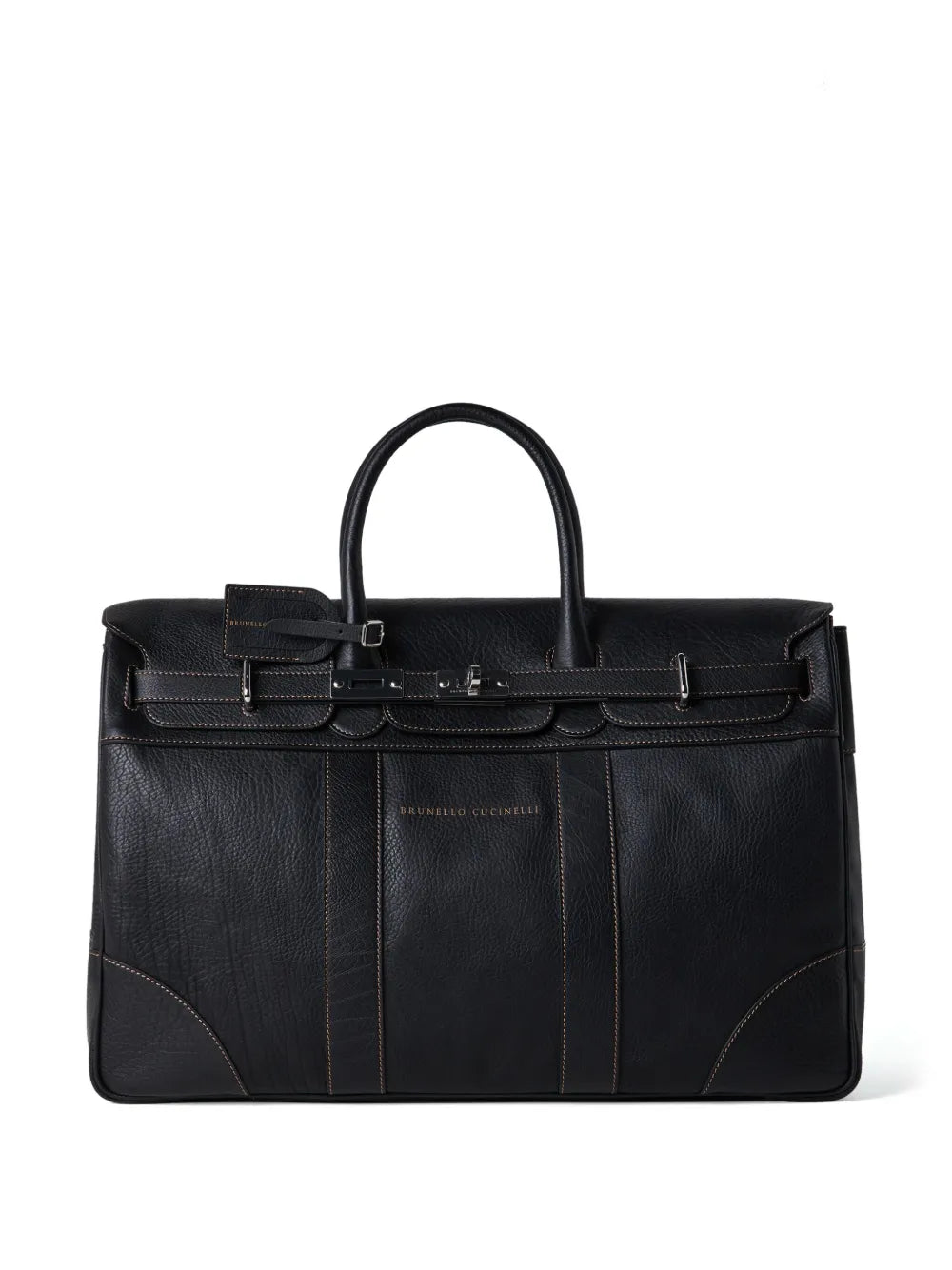 Brunello Cucinelli Calf Leather Top Handle Bag — Black