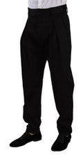 Black Cotton High Waist Men Trouser Dress Pants Elastane