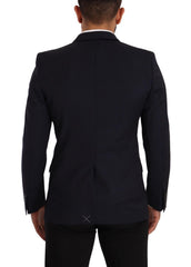 Men's Dark Blue Single Breasted Coat Martini Blazer Virgin Wool Elastane Clothing