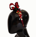 Women's Cherry Silk Crystal Bow Logo Diadem Tiara Headband Red Accessory