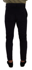 Men's Corduroy Skinny Trousers Navy Cotton Polyester