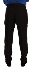 Men's Brown Wool Skinny Formal Dress Pants Virgin Elastane
