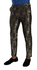 Silver Gold Jacquard Men Trouser Dress Pants Black |