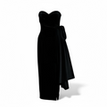 Black Velvet Bow Detail Strapless Gown