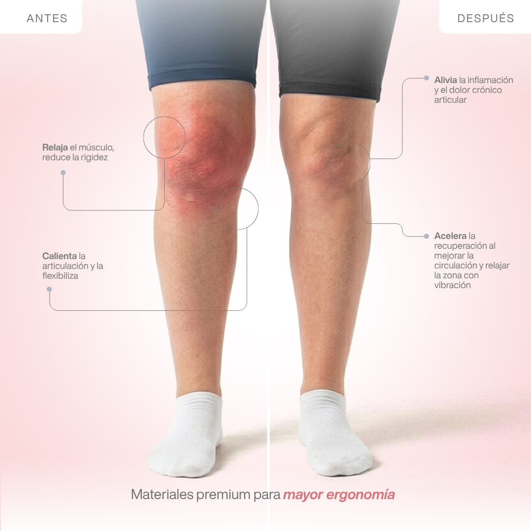 Masajeador de Rodilla Inalámbrico | Alivio del Dolor Articular por Infrarrojos, Calor, Láser y Vibración