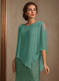 Pullover Special Occasion Scoop Neck Chiffon Cape With Sequins Embellishment