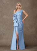 Trumpet/Mermaid Asymmetrical Floor-Length Matte Satin Mother Of The Bride Dresses With High Split