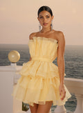 Sweet Ruffle Strapless Sleeveless Tiered A-Line Short/Mini Tulle Homecoming Dresses