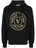 Men's Black Cotton Logo Details Hooded Sweatshirt Clothing