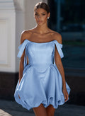 Elegant Off-The-Shoulder Sleeveless A-Line Short/Mini Matte Satin Cocktail Dresses