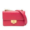 Soft Calf Chevron Impunture Turn Lock Chain Crossbody