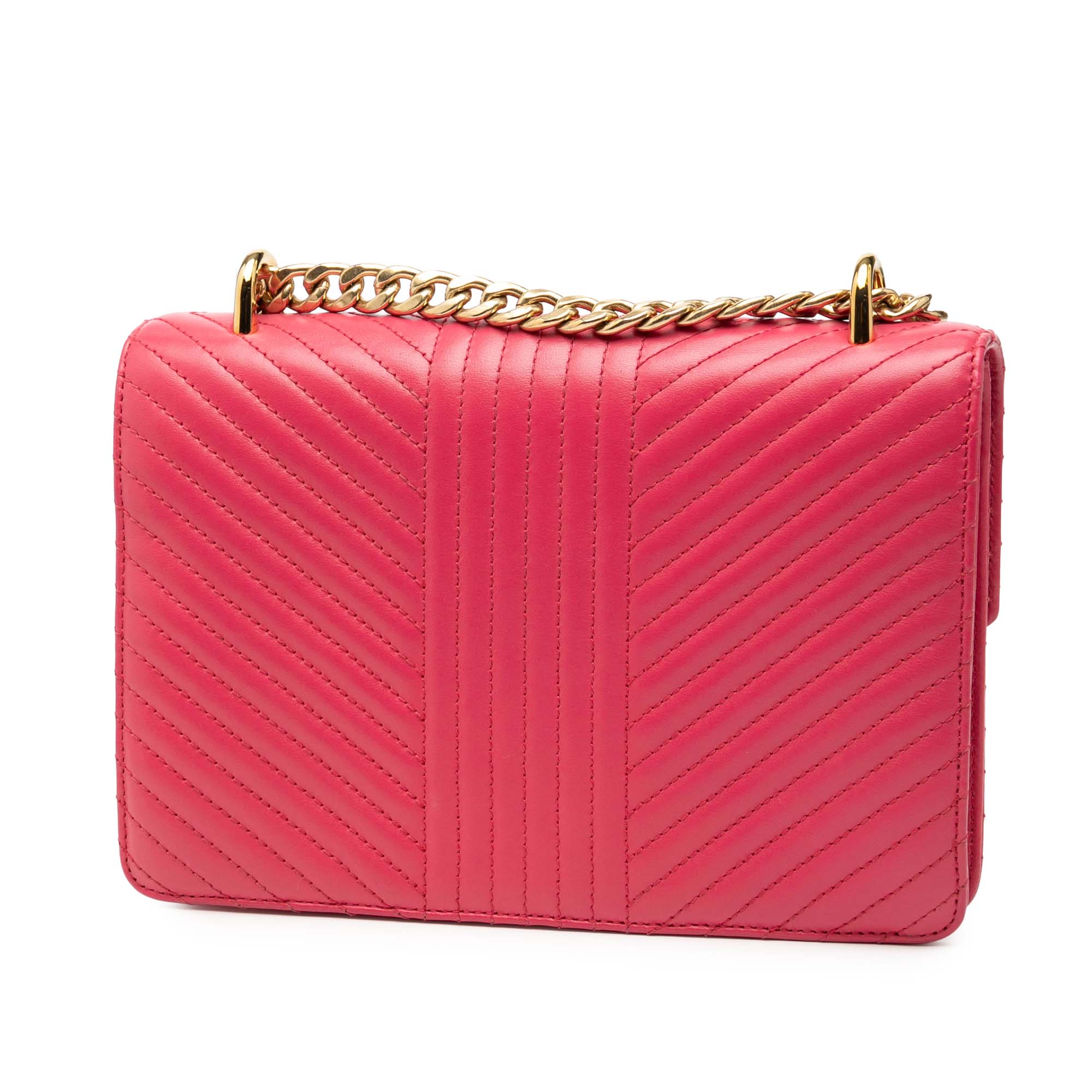 Soft Calf Chevron Impunture Turn Lock Chain Crossbody