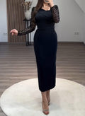 Elegant Asymmetrical Beading Long Sleeves Ankle-Length Elastic Satin Evening Dresses