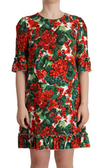 Women's Red Floral Rayon Dress White Elastane