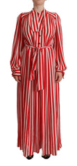 Women's Striped Silk Maxi Dress Red