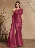 Trumpet/Mermaid One-Shoulder Floor-Length Satin Mother Of The Bride Dresses With Bow(s)