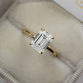 3CT Emerald Cut Moissanite Solitaire Engagement Ring In Sterling Silver