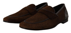 Men's Shoes Dress Loafers Brown Leather Slip Caiman