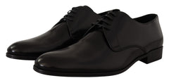 Men's Black Leather Lace Up Formal Derby Shoes