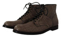 Men's Gray Crocodile Leather Derby Boots