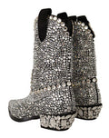 Women's Black Suede Strass Crystal Cowgirl Boots Leather